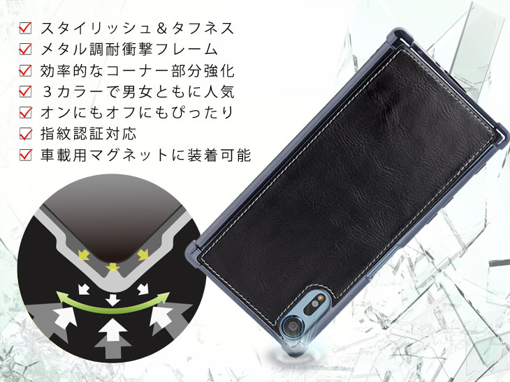 Hy+ Xperia XZ、Xperia XZs SO-03J SOV35 SO-01J SOV34 耐衝撃ケース ビンテージPU仕上げ (カーマウントプレート、ストラップホール付き)