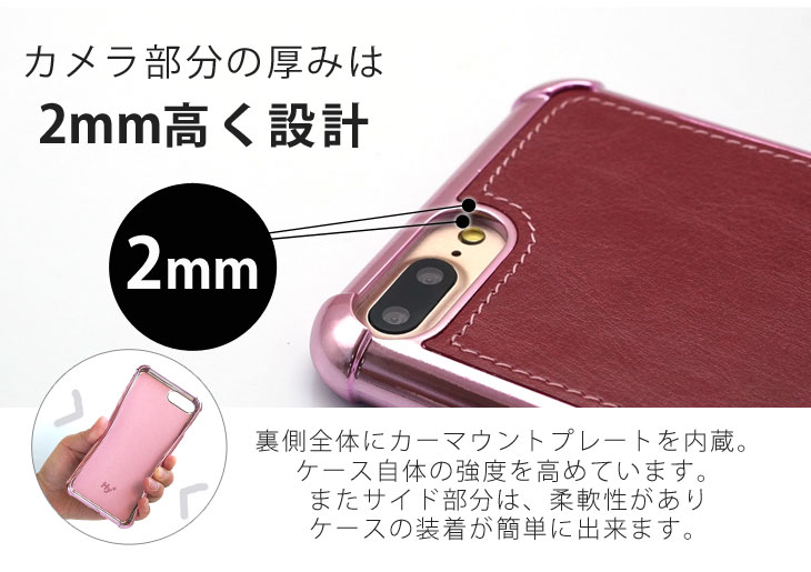 iPhone7 Plus、iPhone8 Plus (アイフォン8 プラス) 耐衝撃ケース ビンテージPU仕上げ (カーマウントプレート、ストラップホール付き)