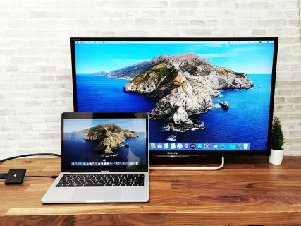 Macbook Proをミラーリングでテレビ出力する方法。Type-C HDMI変換USBハブ HY-TCHD9