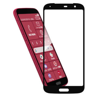 Hy+ らくらくスマートフォン フィルム F-53E ガラスフィルム W硬化製法 一般ガラスの3倍強度 全面保護 全面吸着 日本産ガラス使用 厚み0.33mm ブラック