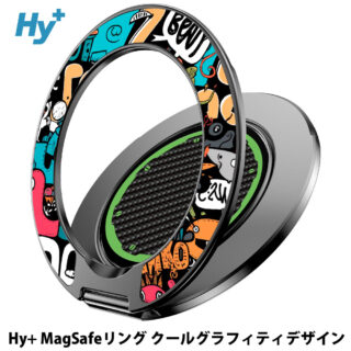 Hy+ MagSafe リング クールグラフィティ スマホリング 両面マグネット式 スタンド機能付き iPhone Android 対応 薄型 軽量 メタル素材 magsafe車載ホルダー対応 クールグラフィティ