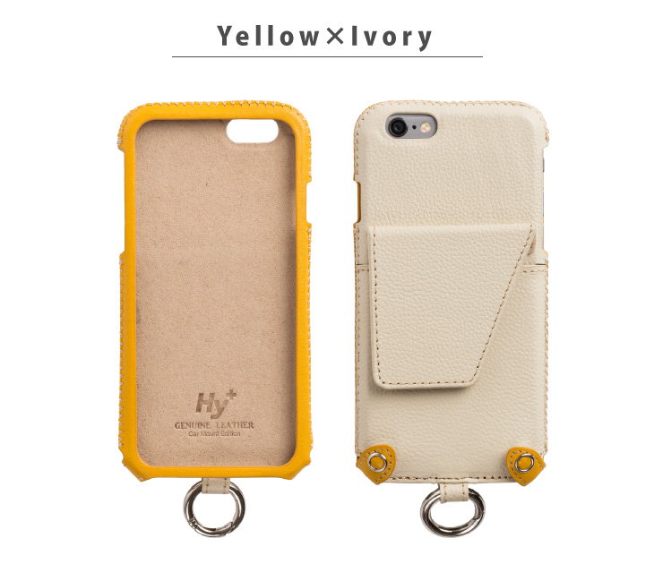 Hy+ iPhone6、iPhone6s 本革レザーケース (ICカードホルダー、カーマウントプレート内蔵、スタンド機能付き)